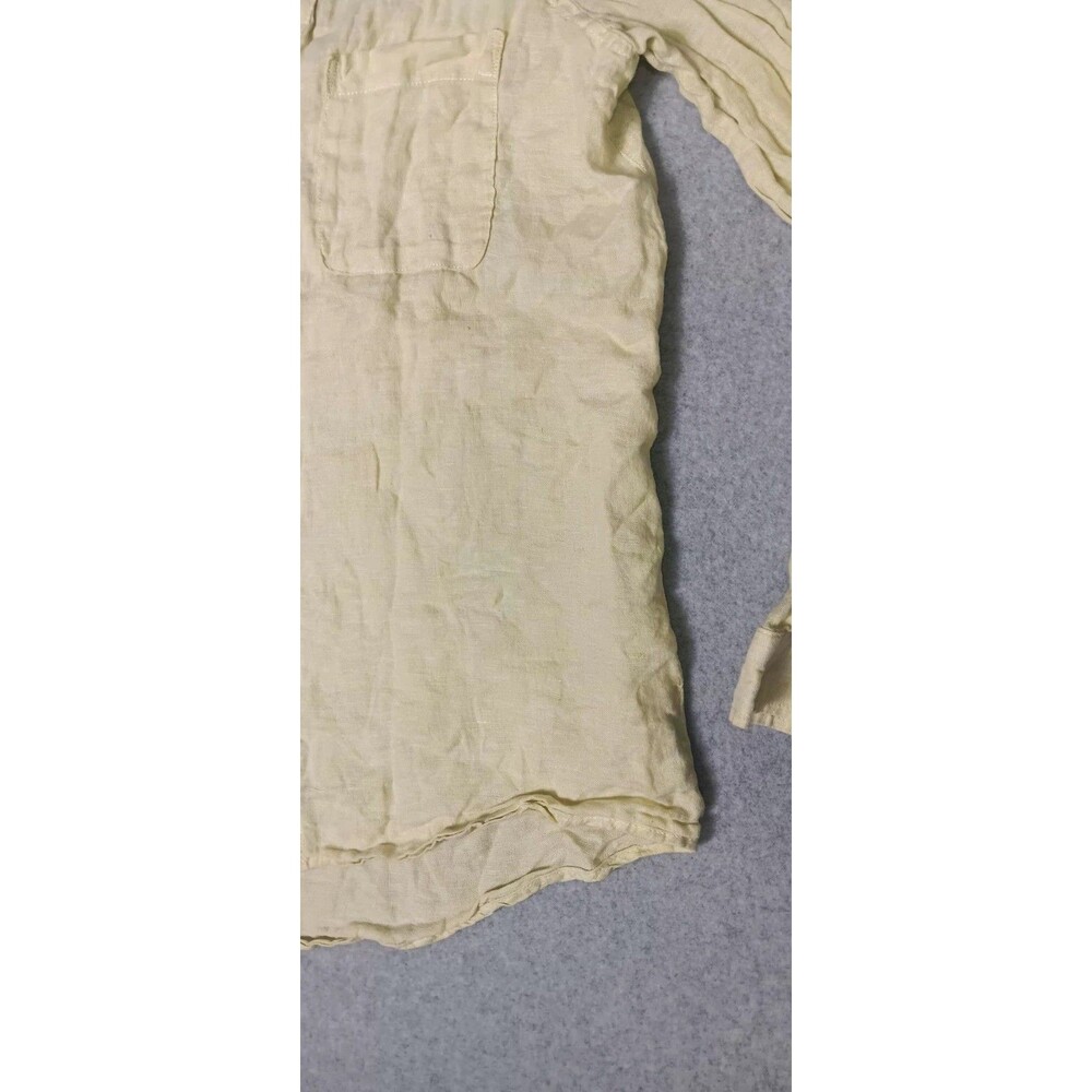 Sigrid Olson 100% Linen Long Sleeve Button Up Small Yellow Coastal Quiet Luxury - Picture 6 of 12